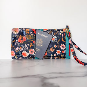 As Seen On OklaRoots!  Passport Pouch - Bonded Nylon Fall Flowers