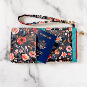 As Seen On OklaRoots!  Passport Pouch - Bonded Nylon Fall Flowers