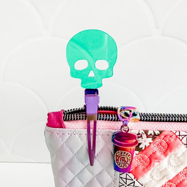 Skull - Mint - Individual Acrylic Pattern and Craft Clip