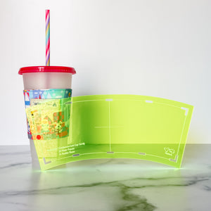 Reversible COLD CUP Cardy - Neon Green -  Acrylic Template