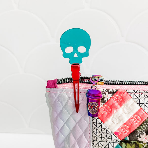 Skull - Teal - Individual Acrylic Pattern and Craft Clip
