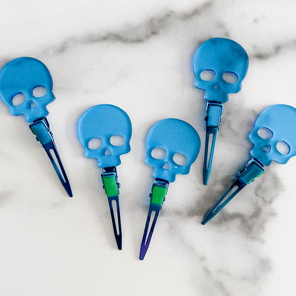 Skull - Blue - Individual Acrylic Pattern and Craft Clip