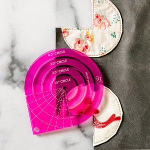 Boxed Round Accent - 1.5"/2.5"/3.5"/4.5"  - Frosted Magenta -  Acrylic Template