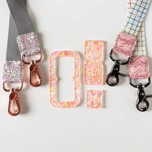 Open Center SQUARED Fancy Straps - Size 1" - LIMITED COLOR - Tropical Pink Dot - Set of 3 - Acrylic Template