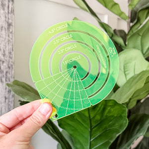Boxed Round Accent - 1.5"/2.5"/3.5"/4.5"  - Neon Green -  Acrylic Template