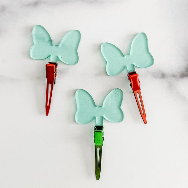 Bow - Light Green - Individual Acrylic Pattern and Craft Clip