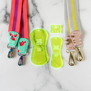 Rounded Fancy Straps - Size 1.5" Webbing To 1" Hook - Neon Green - Set of 3 - Acrylic Template