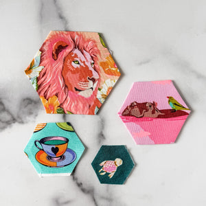 English Paper Piecing Set of 4 - 1/4" Seam Allowance - Hexagons - Neon Yellow - Acrylic Template