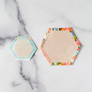 English Paper Piecing Set of 4 - 1/4" Seam Allowance - Hexagons - Neon Yellow - Acrylic Template