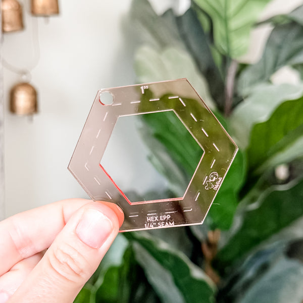 English Paper Piecing Set of 4 - 1/4" Seam Allowance - Hexagons - Rose - Acrylic Template