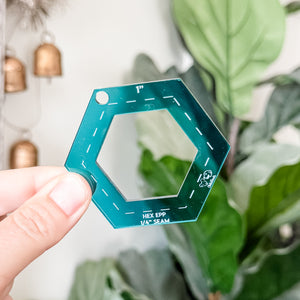 English Paper Piecing Set of 4 - 1/4" Seam Allowance - Hexagons - Teal - Acrylic Template