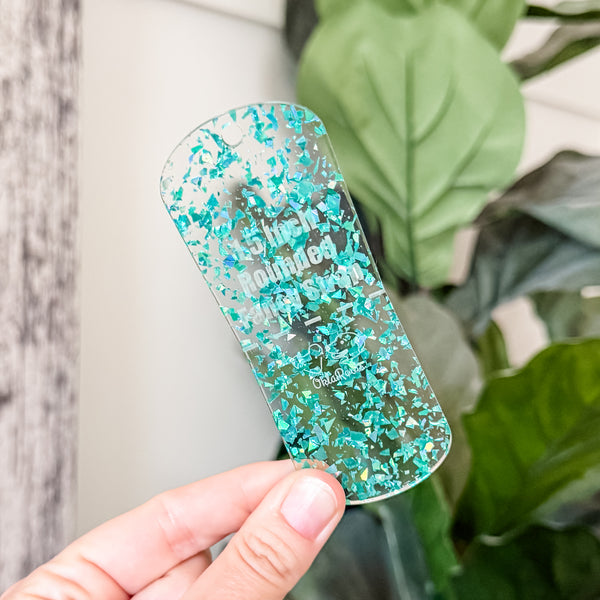 Open Center ROUNDED Fancy Straps - Size 1.5" - LIMITED COLOR - Teal Foil Flake - Set of 3 - Acrylic Template
