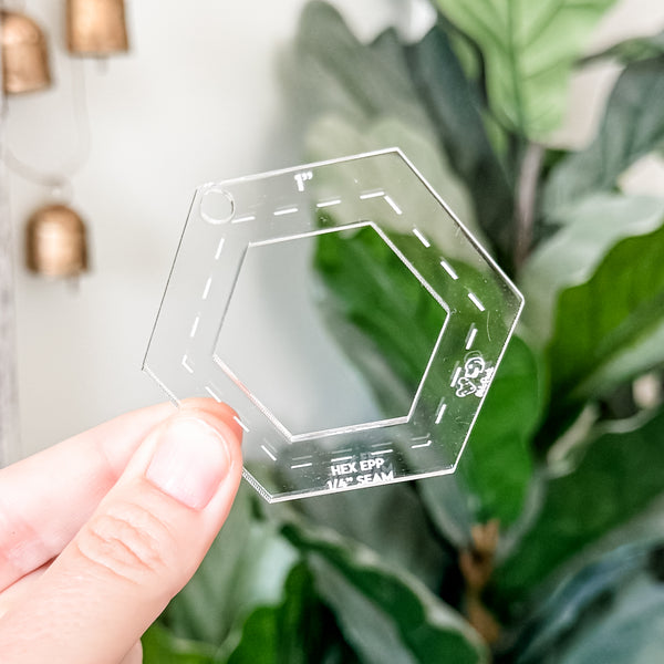 English Paper Piecing Set of 4 - 1/4" Seam Allowance -Hexagons - Clear - Acrylic Template