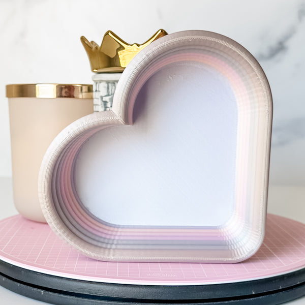 Tiered Large Heart Shaped Craft Bowl - Lavender Rainbow