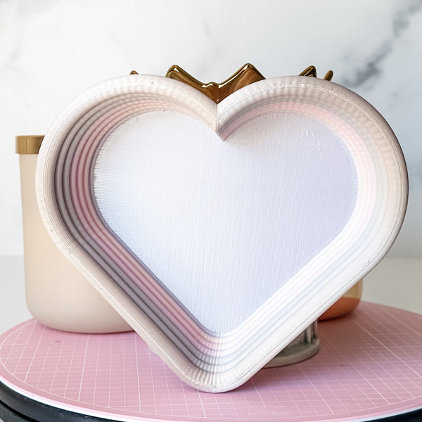 Tiered Large Heart Shaped Craft Bowl - Lavender Rainbow