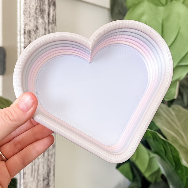 Tiered Large Heart Shaped Craft Bowl - Lavender Rainbow