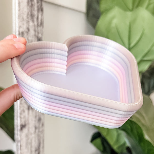 Tiered Large Heart Shaped Craft Bowl - Lavender Rainbow