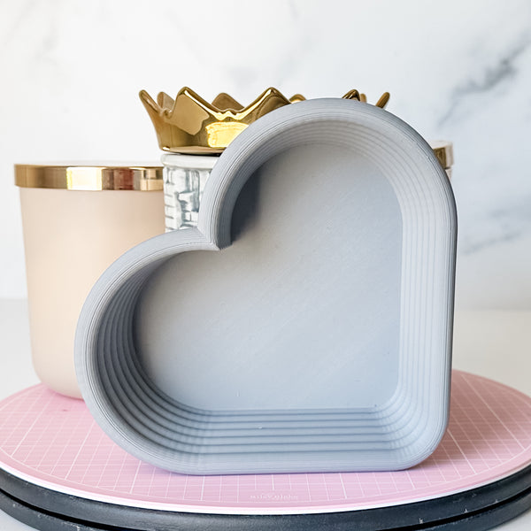 Tiered Large Heart Shaped Craft Bowl - Soft Grey