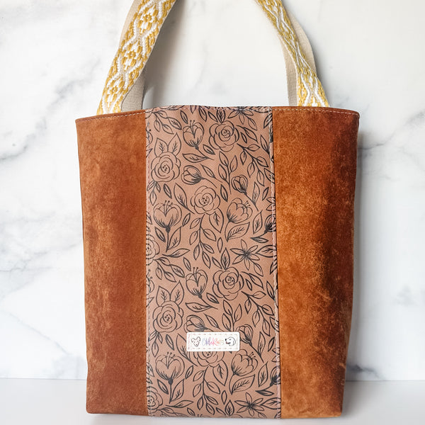 As Seen On OklaRoots! Brown Faux Velvet Tuesday Tote