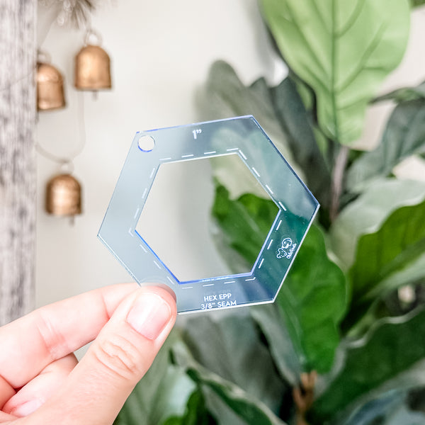 English Paper Piecing Set of 4 - 3/8" Seam Allowance - Hexagons - Ocean - Acrylic Template