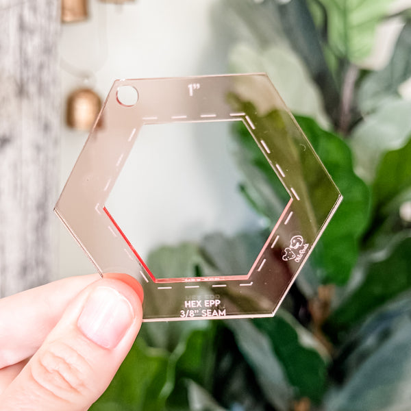 English Paper Piecing Set of 4 - 3/8" Seam Allowance - Hexagons - Rose - Acrylic Template