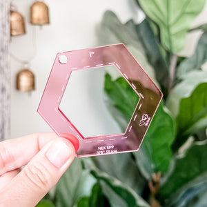 English Paper Piecing Set of 4 - 3/8" Seam Allowance - Hexagons - Pink - Acrylic Template