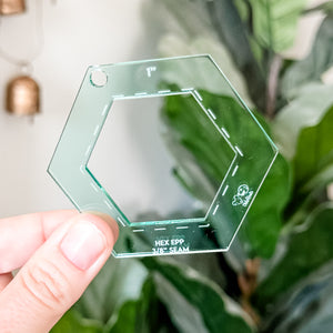 English Paper Piecing Set of 4 - 3/8" Seam Allowance - Hexagons - Light Green - Acrylic Template