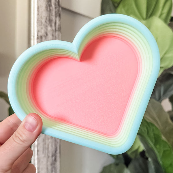 Tiered Large Heart Shaped Craft Bowl - Peach To Teal