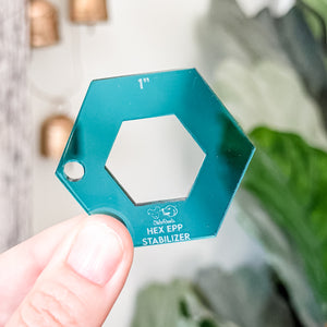 English Paper Piecing Set of 4 - Stabilizer / Insert - Hexagons - Teal - Acrylic Template