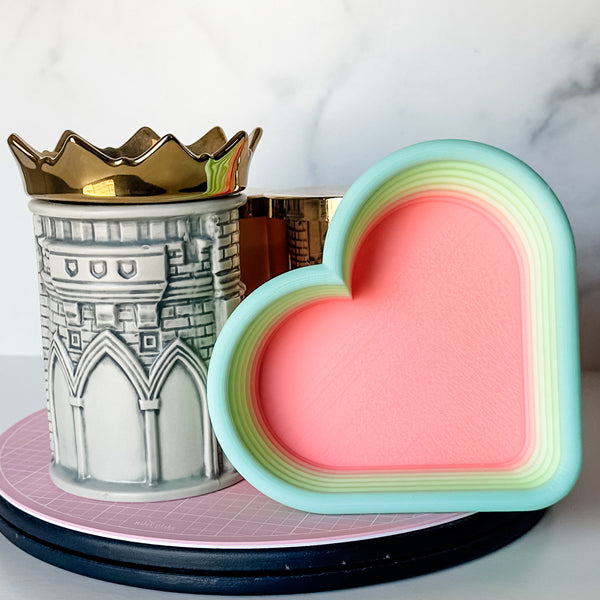 Tiered Large Heart Shaped Craft Bowl - Peach To Teal