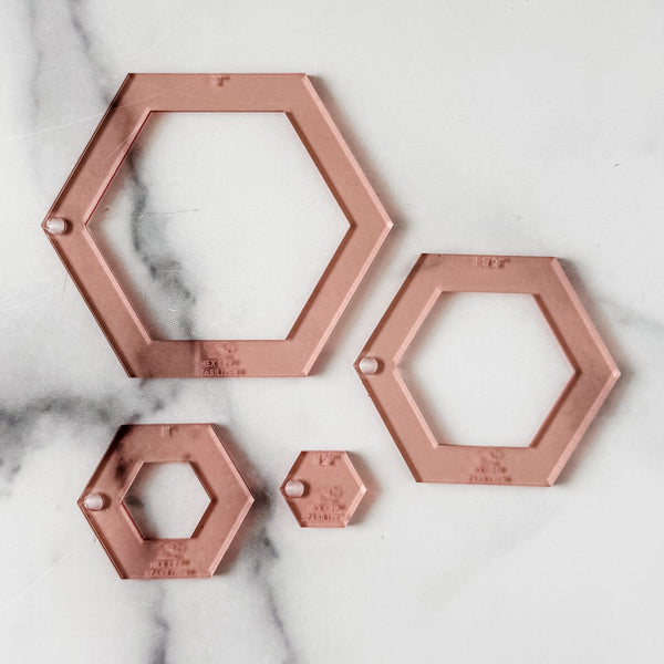 English Paper Piecing Set of 4 - Stabilizer / Insert - Hexagons - Rose - Acrylic Template