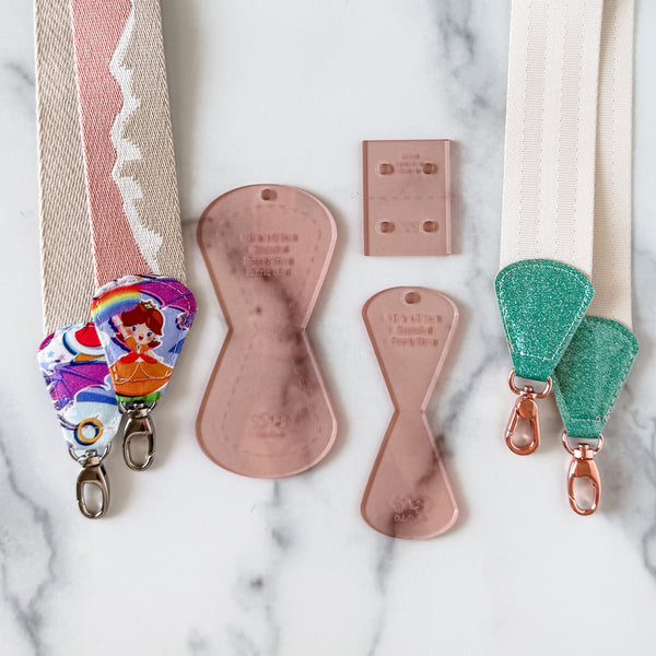 ROUNDED Fancy Straps - Size 1.5" Webbing To 1/2" Hook - ROSE GOLD - Set of 3 - Acrylic Template