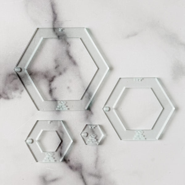 English Paper Piecing Set of 4 - Stabilizer / Insert - Hexagons - Soda - Acrylic Template
