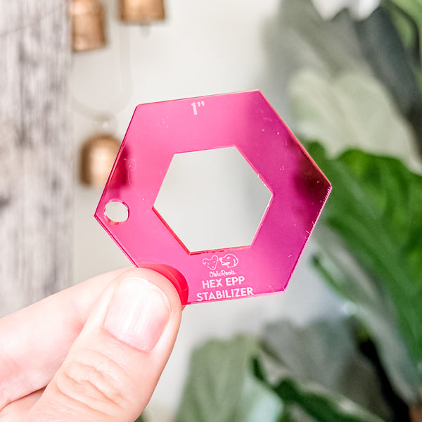 English Paper Piecing Set of 4 - Stabilizer / Insert - Hexagons - Magenta - Acrylic Template
