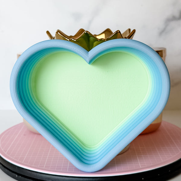 Tiered Large Heart Shaped Craft Bowl - Lime To Blue