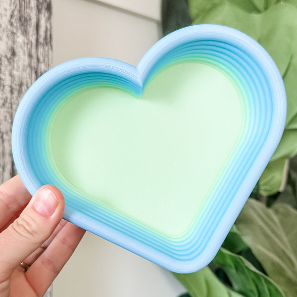 Tiered Large Heart Shaped Craft Bowl - Lime To Blue