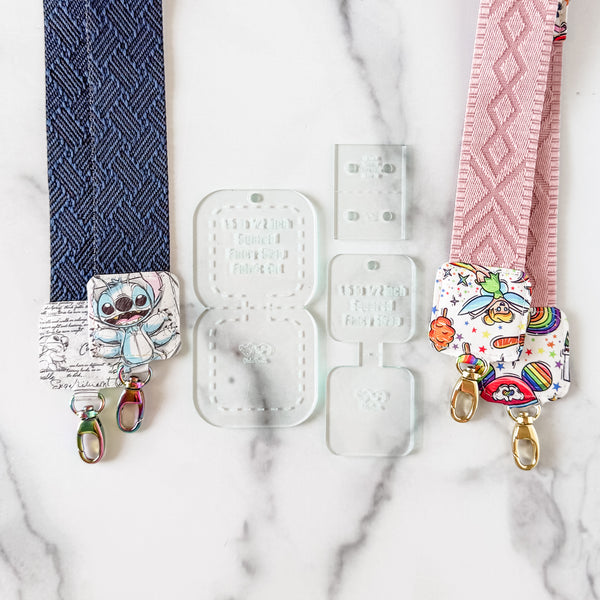 SQUARED Fancy Straps - Size 1.5" Webbing To 1/2" Hook - SODA - Set of 3 - Acrylic Template