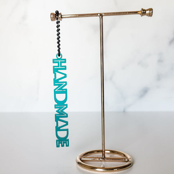 "Handmade" - Teal - Hanging Charm - Sold Individually