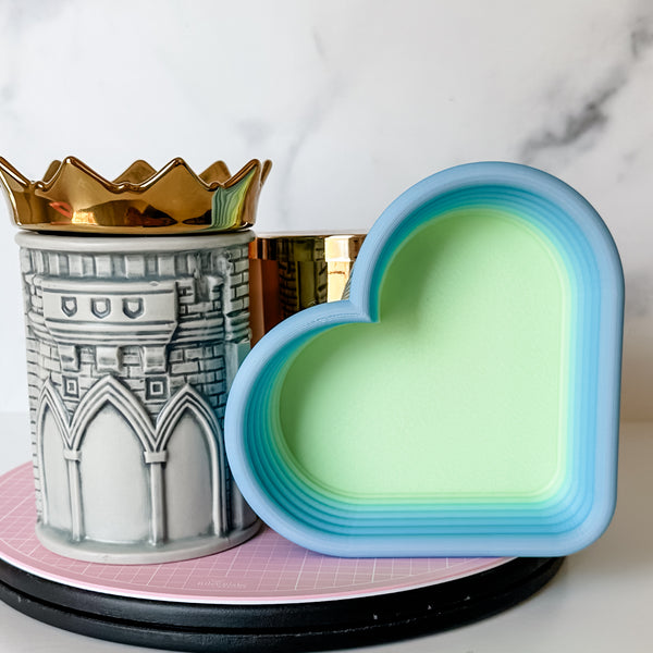 Tiered Large Heart Shaped Craft Bowl - Lime To Blue