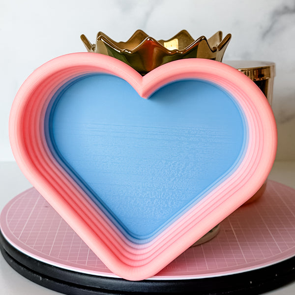 Tiered Large Heart Shaped Craft Bowl - Blue To Pink