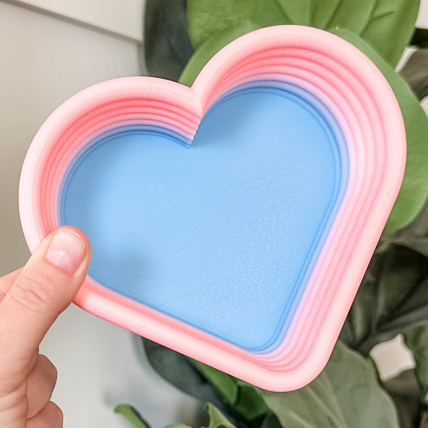 Tiered Large Heart Shaped Craft Bowl - Blue To Pink