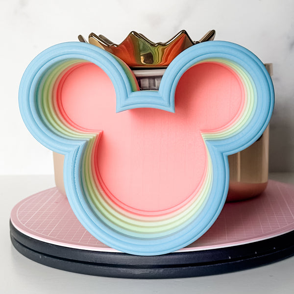 Tiered Large Mouse Shaped Craft Bowl - Matte Rainbow Peach To Blue