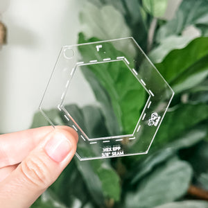 English Paper Piecing Set of 4 - 3/8" Seam Allowance - Hexagons - Clear - Acrylic Template