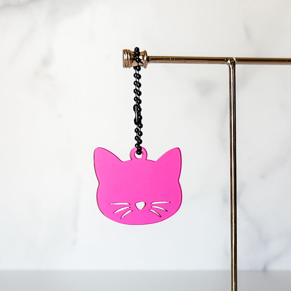 Cat Face - Magenta - Hanging Charm - Sold Individually