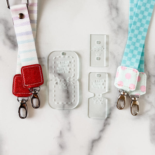 SQUARED Fancy Straps - Size 1" Webbing to 1/2" Hook - SODA - Set of 3 - Acrylic Template