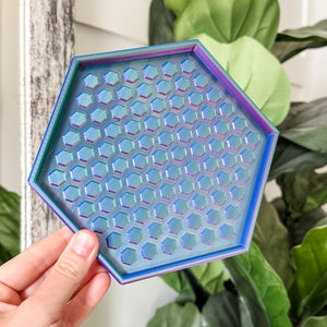 Hexagon Craft Tray - Honeycomb Base with Grips - Purple Chrome