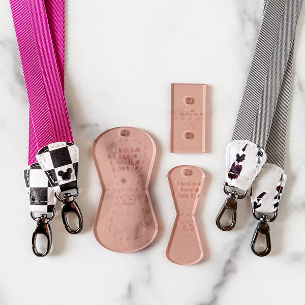 ROUNDED Fancy Straps - Size 1" Webbing to 1/2" Hook - ROSE GOLD - Set of 3 - Acrylic Template