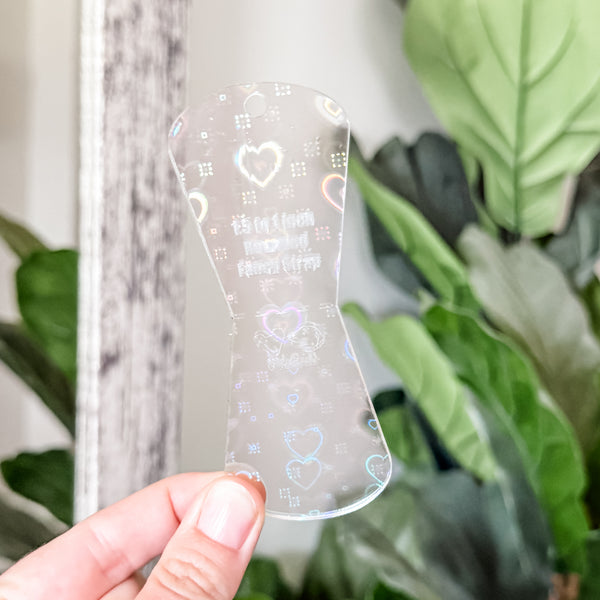 Open Center ROUNDED Fancy Straps - Size 1.5" Webbing To 1" Hook - LIMITED COLOR - Holo Growing Hearts - Set of 3 - Acrylic Template