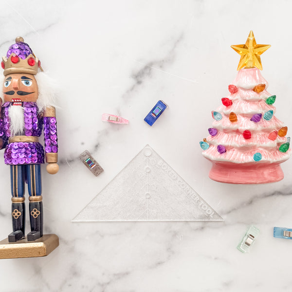 Boxed Corner Tool - Triangle - Half Inch Markings - 3" Deep - Glitter Clear -  Acrylic Template