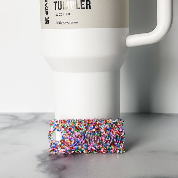 Mila Made - Rainbow Stars - Sewer - Bubble Edge - Stanley 40oz Acrylic Topper